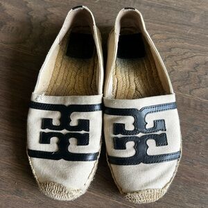 Tory Burch Black and Tan Espadrilles w/ dust bag